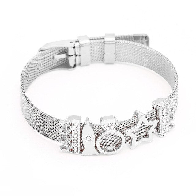 SEIALOY Fashion Stainless Steel Mesh Watch Chain Bracelets For Women Men Rose Gold Charm Brands Bracelet Bangles Jewelry
