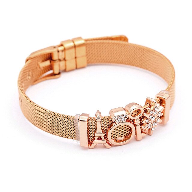 SEIALOY Fashion Stainless Steel Mesh Watch Chain Bracelets For Women Men Rose Gold Charm Brands Bracelet Bangles Jewelry