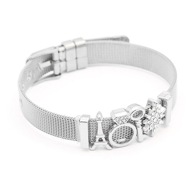 SEIALOY Fashion Stainless Steel Mesh Watch Chain Bracelets For Women Men Rose Gold Charm Brands Bracelet Bangles Jewelry