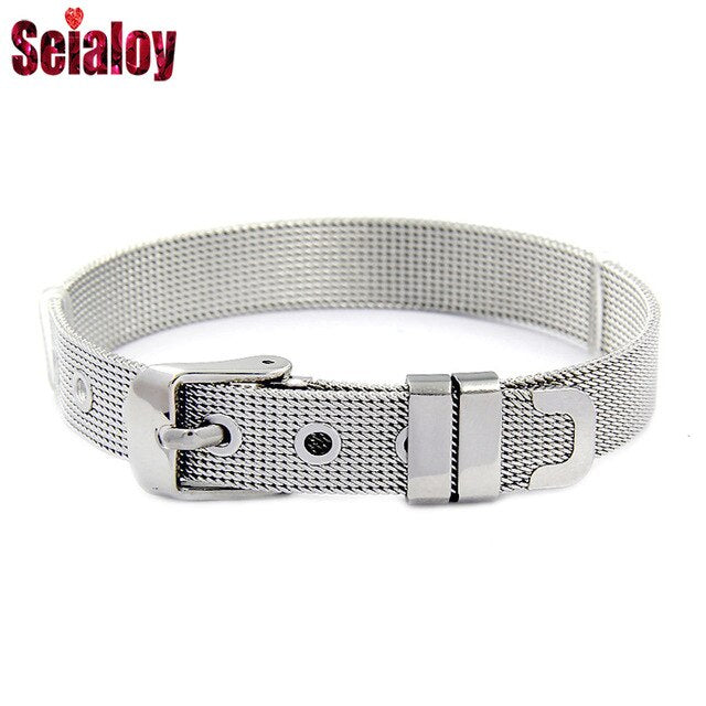 SEIALOY Fashion Stainless Steel Mesh Watch Chain Bracelets For Women Men Rose Gold Charm Brands Bracelet Bangles Jewelry