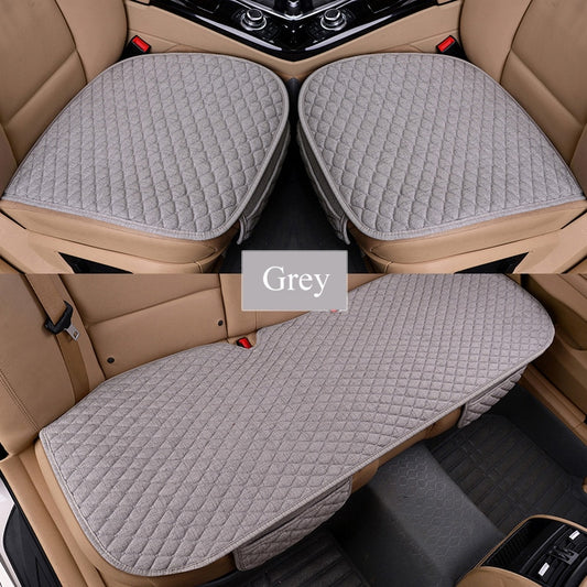 Flax Car Seat Covers Front/Rear/ Full Set Choose Car Seat Cushion Linen Fabric Seat Pad Protector Car Accessories Anti-slip
