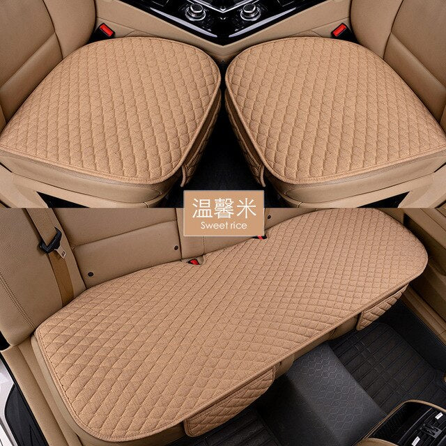 Flax Car Seat Covers Front/Rear/ Full Set Choose Car Seat Cushion Linen Fabric Seat Pad Protector Car Accessories Anti-slip