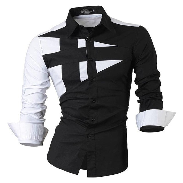 jeansian Spring Autumn Features Shirts Men Casual Long Sleeve Casual Slim Fit Male Shirts Zipper Decoration (No Pockets) Z015