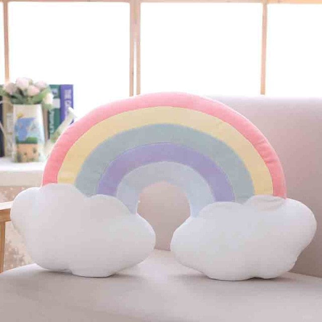 Lucky Boy Sunday Colorful Moon Rainbow Star Cloud Conch Plush Pillow Kids Plush Toys Soft Sofa Cushion Baby Sleeping Pillow Gift