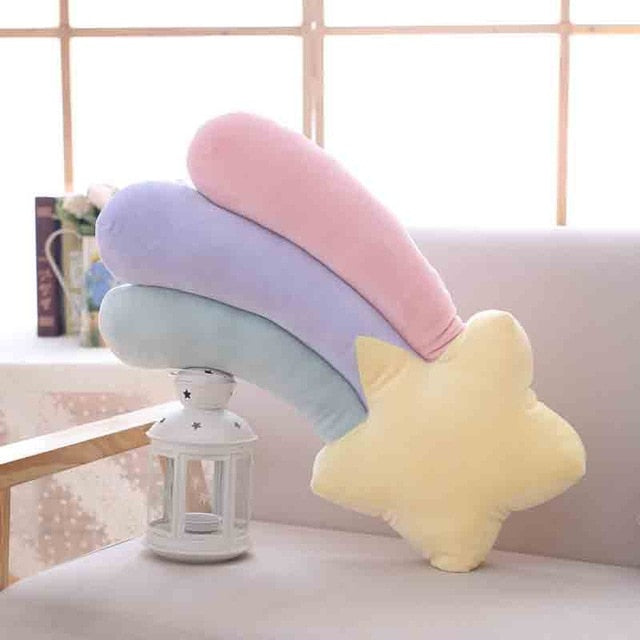 Lucky Boy Sunday Colorful Moon Rainbow Star Cloud Conch Plush Pillow Kids Plush Toys Soft Sofa Cushion Baby Sleeping Pillow Gift