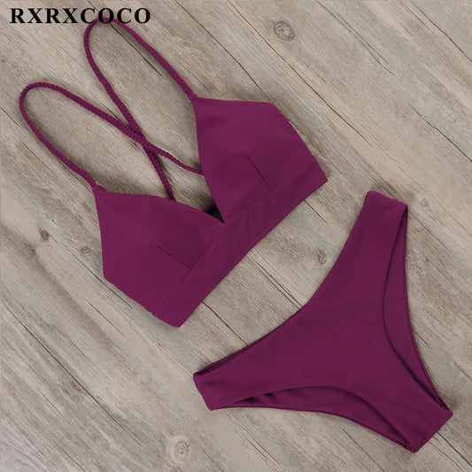 RXRXCOCO Sexy Bandage Bikini 2020 Swimsuit Swimwear Women Thong Push Up Bikinis Set women's swimming suit Biquini Bathing Suit