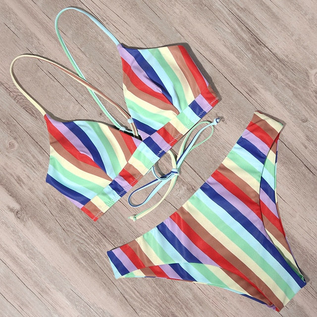RXRXCOCO Sexy Bandage Bikini 2020 Swimsuit Swimwear Women Thong Push Up Bikinis Set women's swimming suit Biquini Bathing Suit