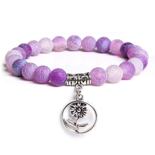 Handmade Natural Stone Lotus Ohm Buddha Beads Bracelet Pink Zebra Stone Lotus Charm Bracelet for Women Men Yoga  Jewelry Gifts