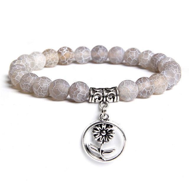 Handmade Natural Stone Lotus Ohm Buddha Beads Bracelet Pink Zebra Stone Lotus Charm Bracelet for Women Men Yoga  Jewelry Gifts