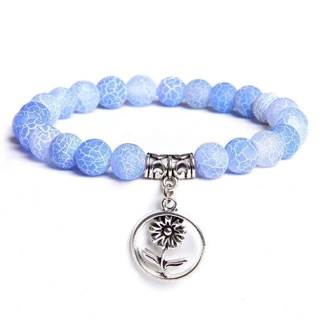 Handmade Natural Stone Lotus Ohm Buddha Beads Bracelet Pink Zebra Stone Lotus Charm Bracelet for Women Men Yoga  Jewelry Gifts