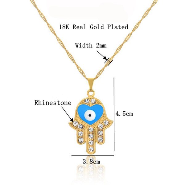 Hand Of Fatima Necklace & Pendant Iced Out Water wave Chain Gold AAA Cubic Zircon Men's Women   Hip hop Rock Jewelry