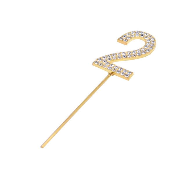 1Pc Glitter Alloy Rhinestone Number Cake Toppers Baby Shower Birthday Decoration Wedding Gold Silver Digital Cakes Dessert Decor