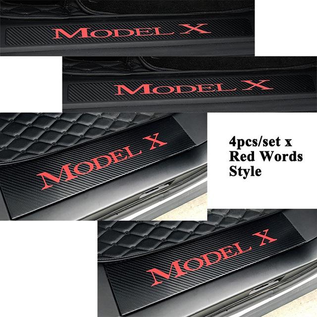 For Tesla Model X 4pcs/set Front Rear Car Door Sill Welcome Pedal Sticker Anti-Scratch Cover Protector Car Styling Accessories
