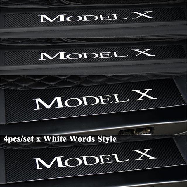 For Tesla Model X 4pcs/set Front Rear Car Door Sill Welcome Pedal Sticker Anti-Scratch Cover Protector Car Styling Accessories