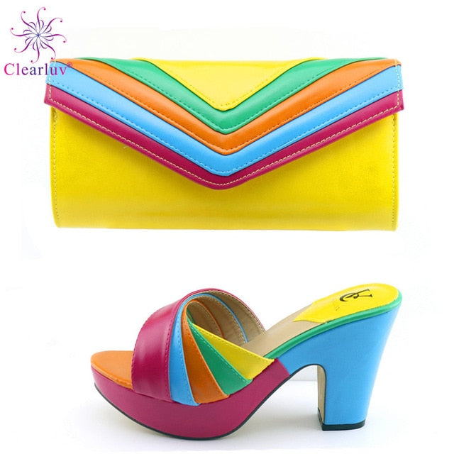 Latest Italian Designer Shoes and Bags Matching Set Nigerian Women Party Pumps High Heels Rhinestone Women Wedding Shoe Elegant