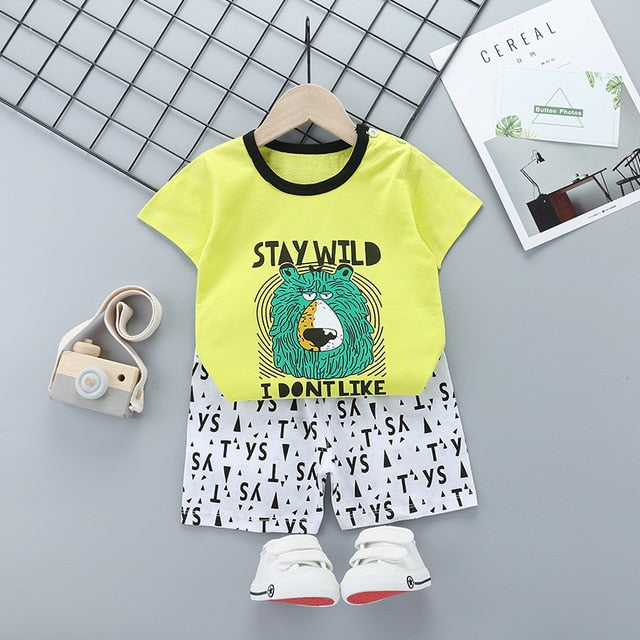 New Boys Outfits 9M-6T Girls Clothes Children's Clothing Suits Top Cotton Pants Suit 2pcs Clothing Sets Kids Clothes 9M24M3T5T6T