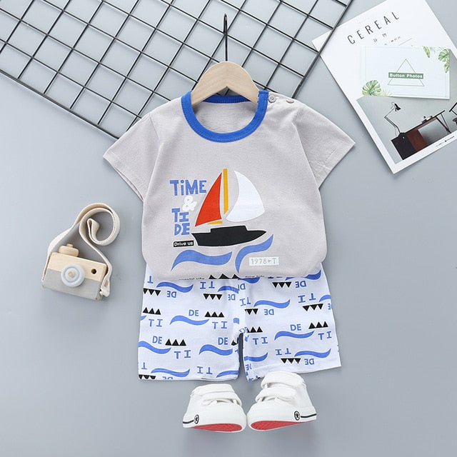 New Boys Outfits 9M-6T Girls Clothes Children's Clothing Suits Top Cotton Pants Suit 2pcs Clothing Sets Kids Clothes 9M24M3T5T6T