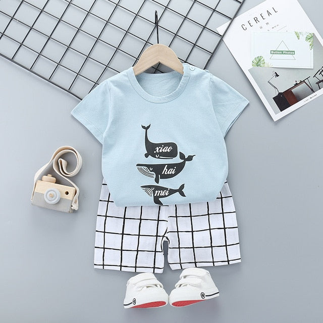 New Boys Outfits 9M-6T Girls Clothes Children's Clothing Suits Top Cotton Pants Suit 2pcs Clothing Sets Kids Clothes 9M24M3T5T6T