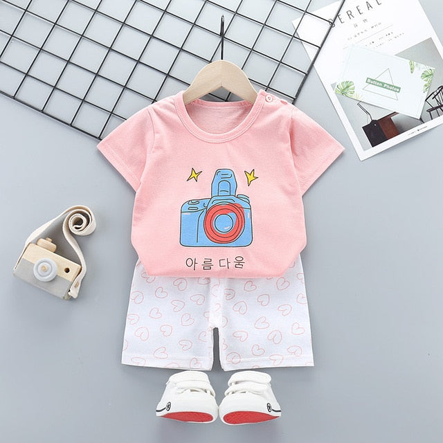 New Boys Outfits 9M-6T Girls Clothes Children's Clothing Suits Top Cotton Pants Suit 2pcs Clothing Sets Kids Clothes 9M24M3T5T6T