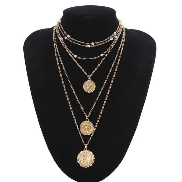 Ingemark Punk Miami Cuban Choker Necklace Colar Hip Hop Big Thick Chunky Chain Fashion Queen Coin Pendant Necklace Women Jewelry