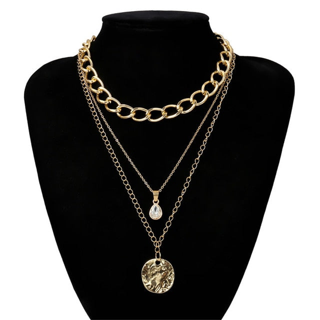 Ingemark Punk Miami Cuban Choker Necklace Colar Hip Hop Big Thick Chunky Chain Fashion Queen Coin Pendant Necklace Women Jewelry