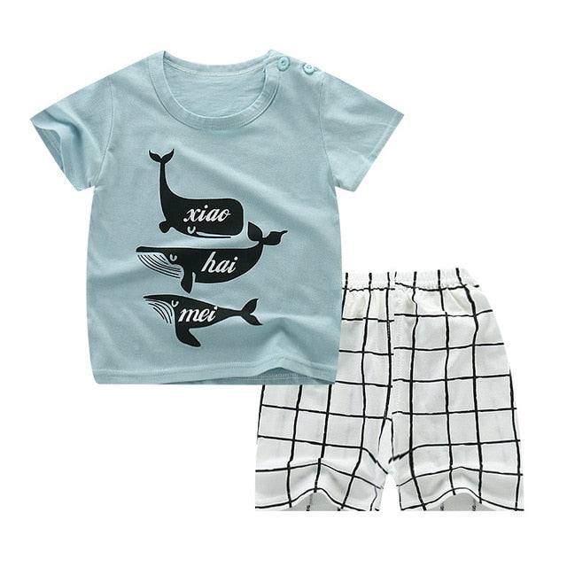 Children's Wear 2018 spring Summer Baby kids Boys Sports casual Suit boy T-shirt + jeans 2pc Set Children's Clothes kids clothes