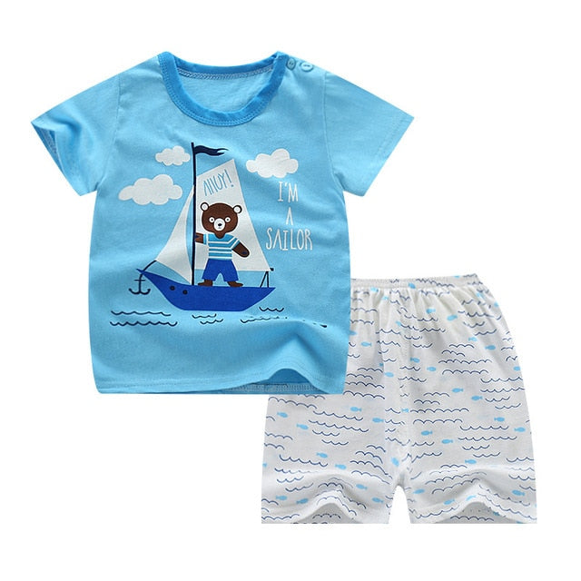 Children's Wear 2018 spring Summer Baby kids Boys Sports casual Suit boy T-shirt + jeans 2pc Set Children's Clothes kids clothes