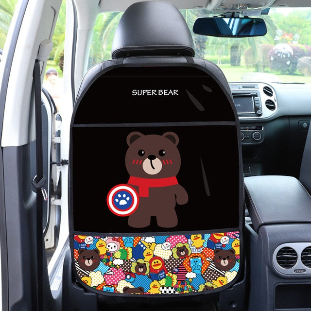 Cartoon Cute Car Seat Back Cover Protector for Kids Children 1Pcs Anti Kick Mat Waterproof Anti-dirt Protective Pad for Car