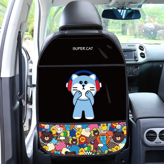 Cartoon Cute Car Seat Back Cover Protector for Kids Children 1Pcs Anti Kick Mat Waterproof Anti-dirt Protective Pad for Car