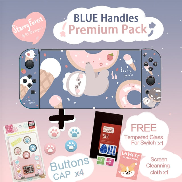 STARRY FOREST Doughnut Sloth Contrast color soft protective cute case for Nintendo Switch blue and pink for girls