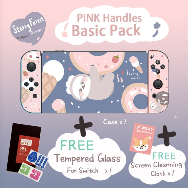 STARRY FOREST Doughnut Sloth Contrast color soft protective cute case for Nintendo Switch blue and pink for girls