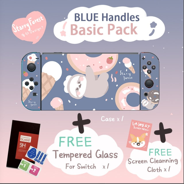 STARRY FOREST Doughnut Sloth Contrast color soft protective cute case for Nintendo Switch blue and pink for girls
