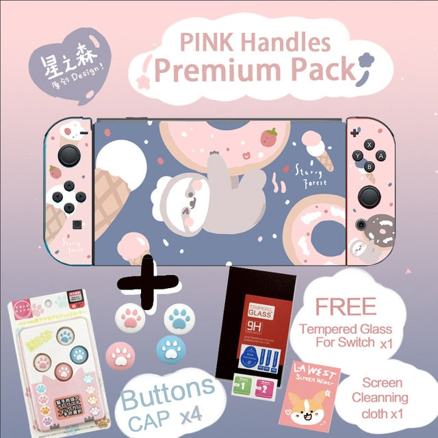 STARRY FOREST Doughnut Sloth Contrast color soft protective cute case for Nintendo Switch blue and pink for girls