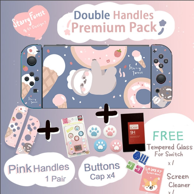 STARRY FOREST Doughnut Sloth Contrast color soft protective cute case for Nintendo Switch blue and pink for girls