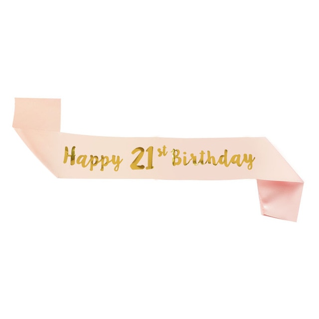 Birthday Party Decoration 18 21 30 40 50 Rose Gold Satin Sash Crystal Crown Tiara Happy Birthday Anniversary Party Supplies