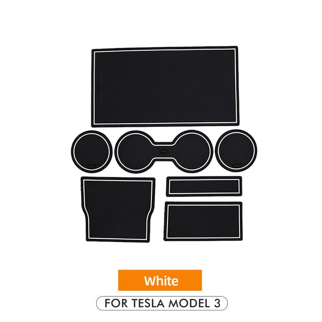 Heenvn 7Pcs/Set For Tesla Model 3 Accessories Gate Slot Pad Door Groove Mat Center Console Cup Holder Model3 Model Y Car Three
