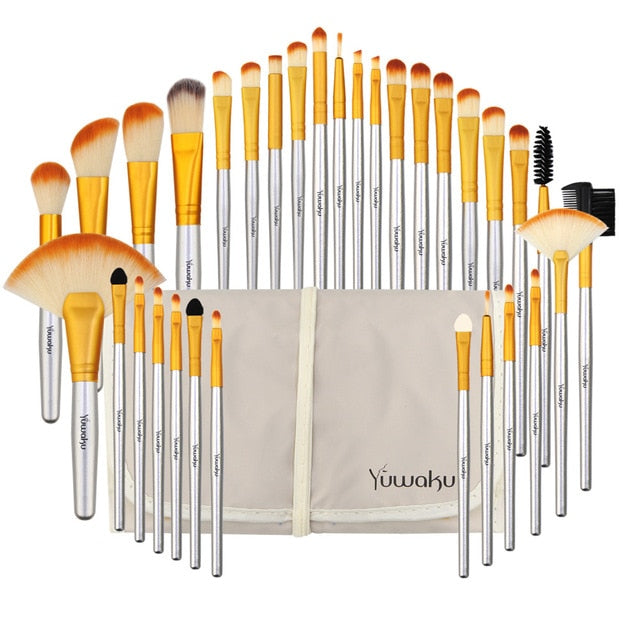 Yuwaku Professional 32Pcs/Set Makeup Brush Foundation Eye Shadows Lipsticks Powder Make Up Brushes Tool Bag Pincel Maquiagem Kit