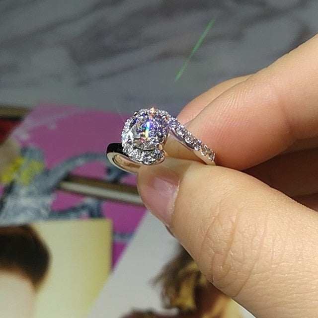 CC Trendy Jewelry S925 Rings For Women Cubic Zirconia Charms Bridal Wedding Engagement White Gold Color Ring Drop Shipping