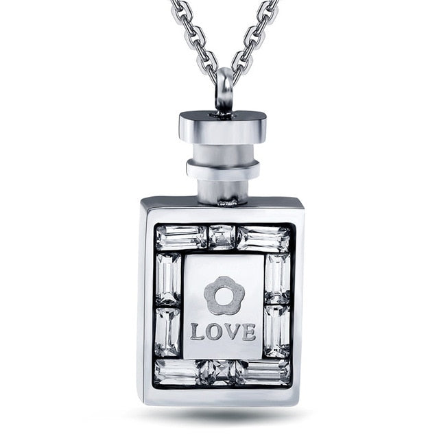 ZORCVENS Fashion 316L Stainless Steel Jewelry luxury women Rose Gold Color Perfume Bottle necklace chain Lady Crystal Jewelry