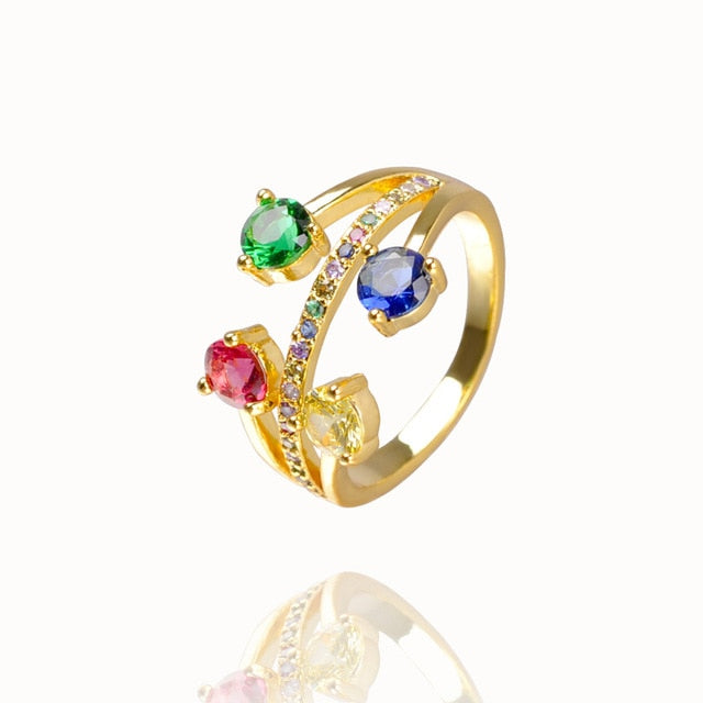 CZ Gold Crown rainbow Rings Geometry wedding  Engagement Ring femme Women for ring party gift charm Rhinestone ins Jewelry