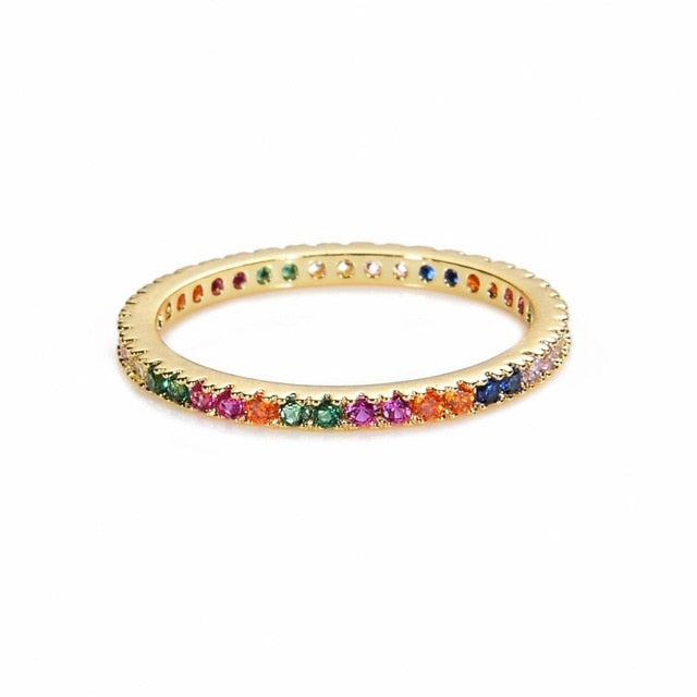 CZ Gold Crown rainbow Rings Geometry wedding  Engagement Ring femme Women for ring party gift charm Rhinestone ins Jewelry