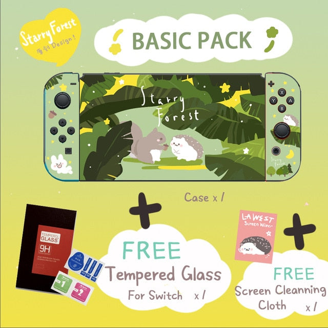 STARRY FOREST Forest Animals Hedgehog Squirrel cute green soft protective case shell for nintendo switch