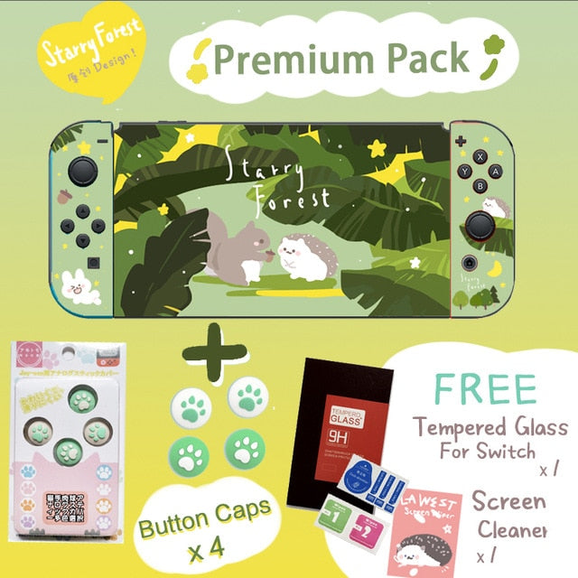 STARRY FOREST Forest Animals Hedgehog Squirrel cute green soft protective case shell for nintendo switch