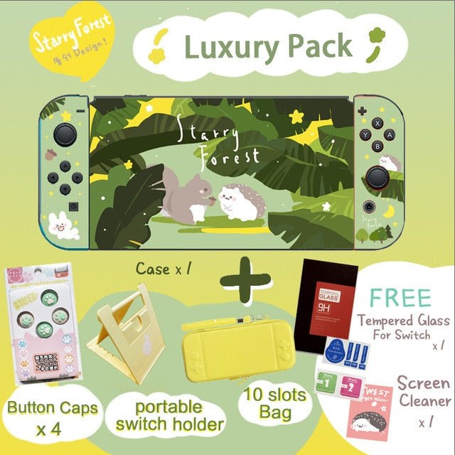 STARRY FOREST Forest Animals Hedgehog Squirrel cute green soft protective case shell for nintendo switch