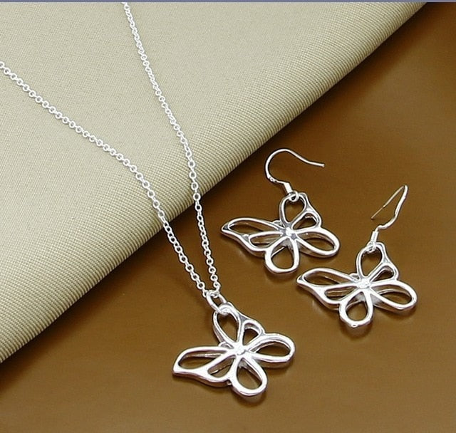 New Trendy 925 Sterling Silver Jewelry Sets Simple Fashion Insect Moon Round Ball Necklace Earrings Sets For Woman Gift