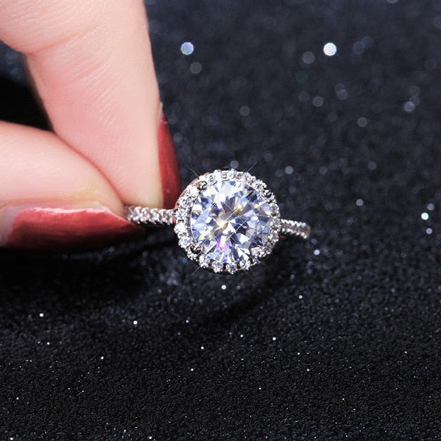 CC Trendy Jewelry S925 Rings For Women Cubic Zirconia Charms Bridal Wedding Engagement White Gold Color Ring Drop Shipping