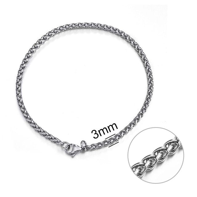 Jiayiqi 5-11 mm Men Chain Bracelet Stainless Steel Curb Cuban Link Chain Bangle for Male Women Hiphop Trendy Wrist Jewelry Gift