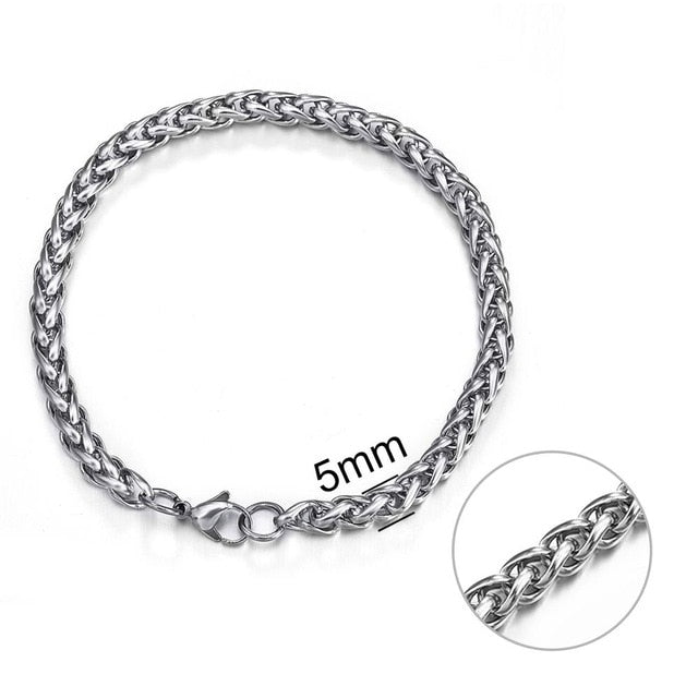 Jiayiqi 5-11 mm Men Chain Bracelet Stainless Steel Curb Cuban Link Chain Bangle for Male Women Hiphop Trendy Wrist Jewelry Gift