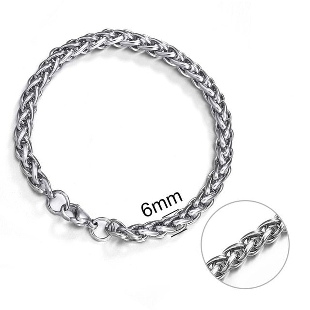 Jiayiqi 5-11 mm Men Chain Bracelet Stainless Steel Curb Cuban Link Chain Bangle for Male Women Hiphop Trendy Wrist Jewelry Gift