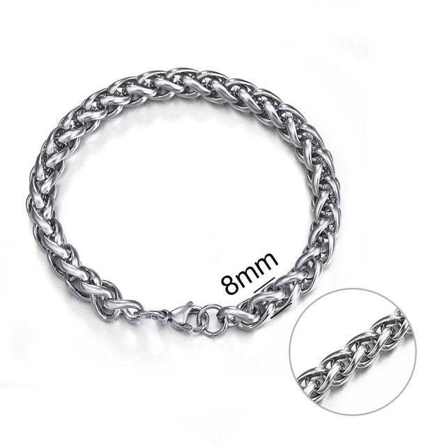 Jiayiqi 5-11 mm Men Chain Bracelet Stainless Steel Curb Cuban Link Chain Bangle for Male Women Hiphop Trendy Wrist Jewelry Gift